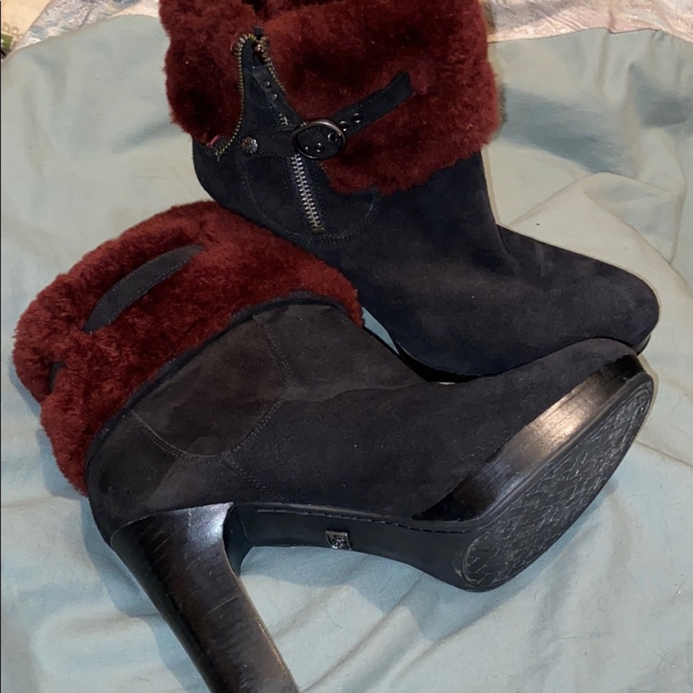 UGG Suede and Sherpa heeled boots.